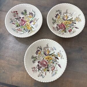 Johnson Bros Garden Bouquet England 5" Fruit/Dessert BOWLS set of 3 cottage core